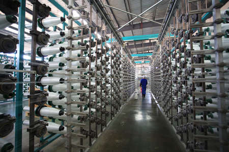 view of a spinning factoryのeditorial素材