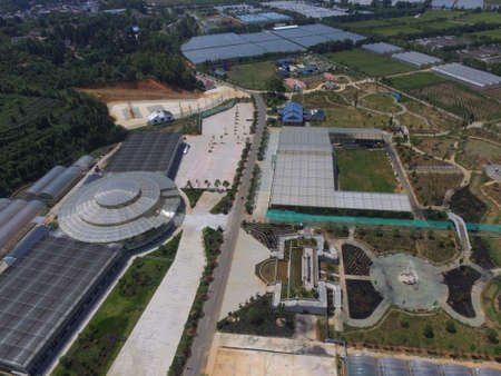 Aerial view of a farmの写真素材