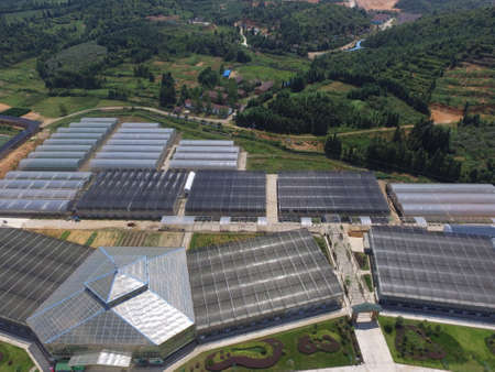 Aerial view of a farmの写真素材