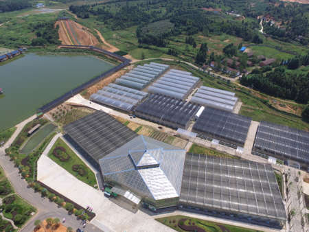 Aerial view of a farmの写真素材