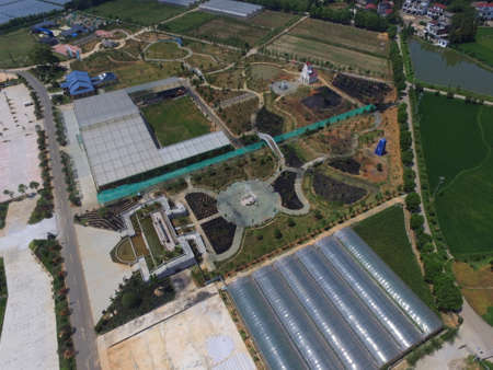 Aerial view of a farmの写真素材