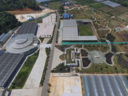 Aerial view of a farmの写真素材