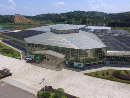 View of a greenhouse in farmのeditorial素材