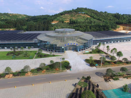 View of a greenhouse in farmのeditorial素材