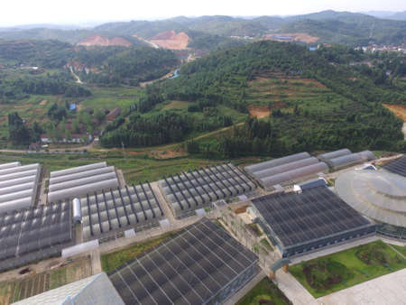 Aerial view of a farmの写真素材