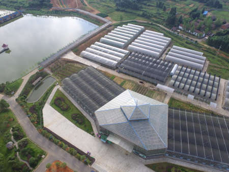 Aerial view of a farmの写真素材