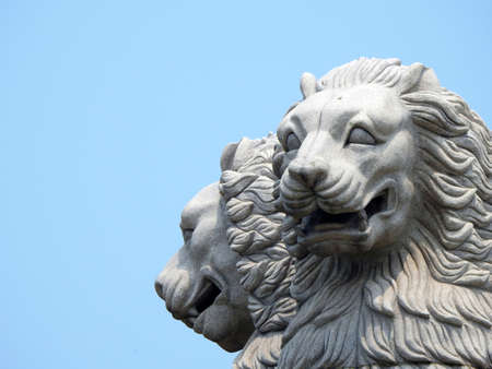 Stone sculpture of lion at mountain of Lingshanのeditorial素材