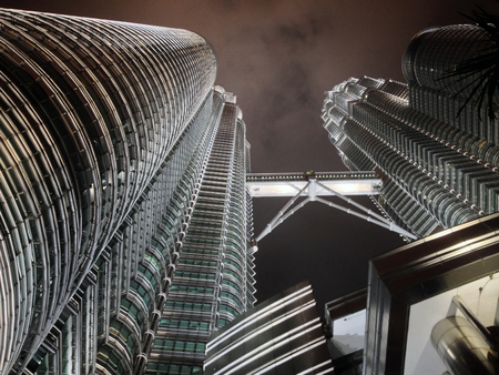 Petronas Towers terrestrial view: The view of the Petronas Towers in Kuala Lumpur, Malaysia from the...