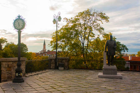 Statue of Alexander III in the Old Town of Vilnius, Lithuaniaの写真素材