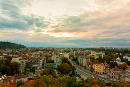 Aerial view of Tbilisi city at sunset, Republic of Georgia