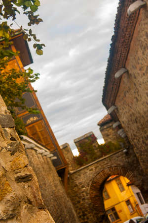 A vertical shot of a stone wallの写真素材