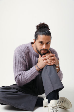 Vertical portrait of confident and young man. Mind set and mental health.の写真素材