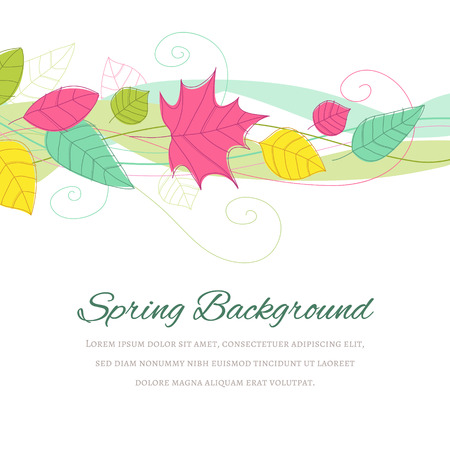 Hand drawn spring background with copyspace at the bottom. The fonts are called \"Alex Brush\" and \"Alegreya SC\".のイラスト素材