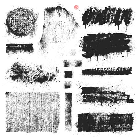 Collection of vector textures, dripping paint, stains and brush strokes.のイラスト素材