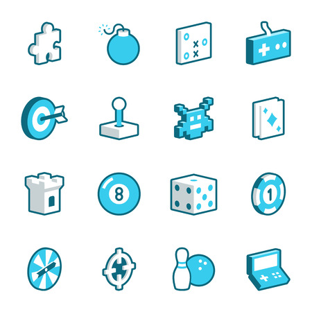 Blue games and entertainment vector icons.のイラスト素材