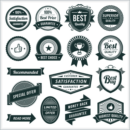 Large collection of black and white vintage vector labels.のイラスト素材