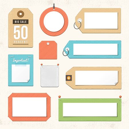 Tags and labels with texture and rough edges.のイラスト素材