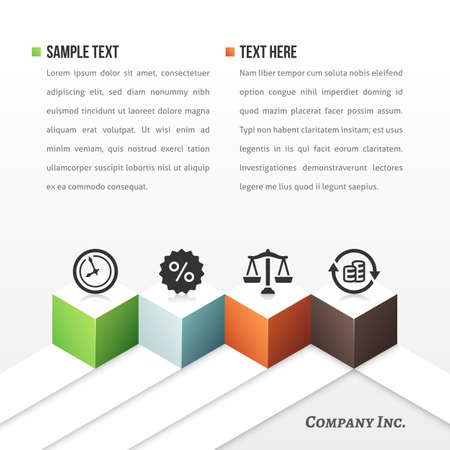 Vector business template with four cubes and icons.のイラスト素材
