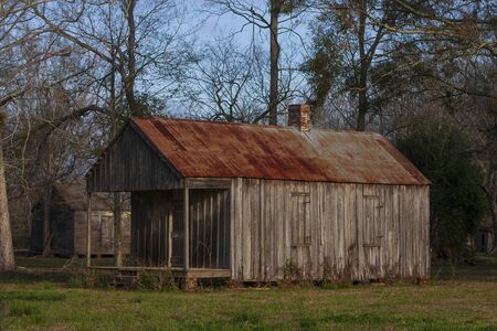 Slave quarters at the Laurel Valley Sugar Plantation near Thibodaux, Louisiana, was used as a set for the feature filmのeditorial素材