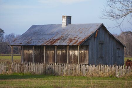 Slave quarters at the Laurel Valley Sugar Plantation near Thibodaux, Louisiana, was used as a set for the feature filmのeditorial素材