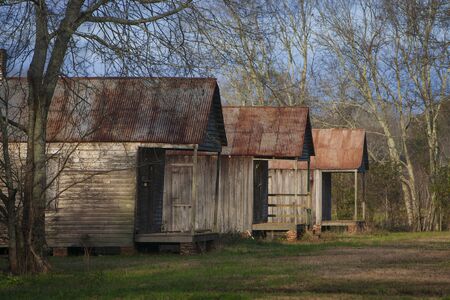Slave quarters at the Laurel Valley Sugar Plantation near Thibodaux, Louisiana, was used as a set for the feature filmのeditorial素材