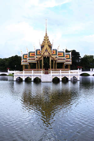 A Thai design pavilion in the middle of the pond was built in the reign of King Rama V  Orginally built of wood throughout, King Rama VI commanded to change the floor and pillars to be reinforced concrete の写真素材