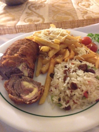 Delicious roll beef with cheese ham french fries and riceの素材