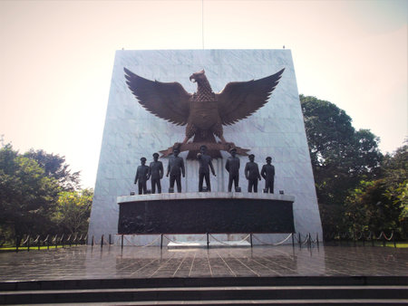 The monument of Pancasila in Lubang Buaya Jakarta Indonesia - 23 June 2016のeditorial素材