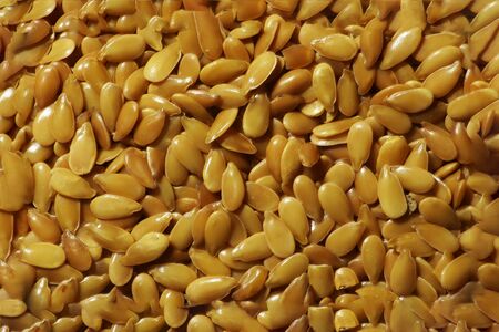 Photography of glossy golden linseed pattern for food background