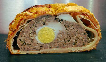 Photography of an Easter pie on slate for food illustrations