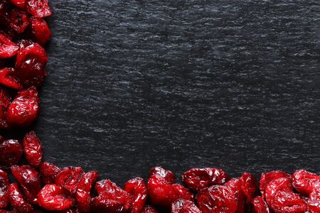 Photography of cranberries on slate background for restaurant menu, label or sign