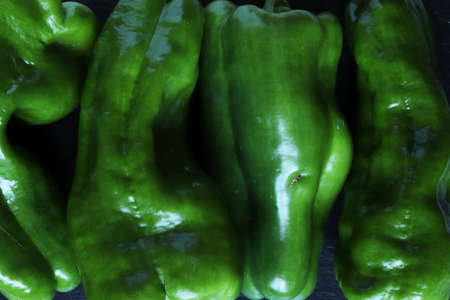 Photography of green bell peppers for food backgroundの写真素材