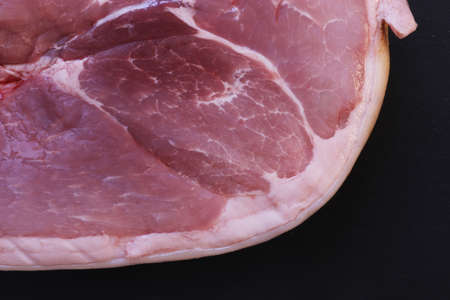 Photography of fresh raw ham slice on slate for food illustrationsの写真素材