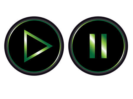 green black play pause button set iconのイラスト素材