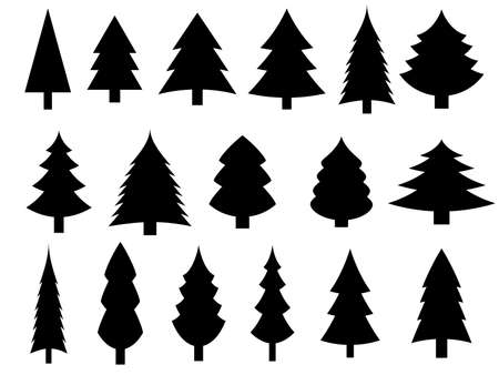 Christmas tree silhouette set iconのイラスト素材