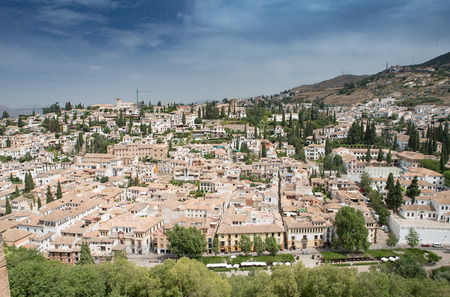 View of Granada Old Town from the Alhambra Palace and fortress located in, Granada, Andalusia, Spain.の写真素材