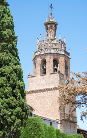 Church Tower of Iglesia de Santa Maria, Ronda, Andalusia, Spainの写真素材