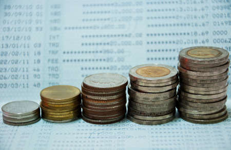 Thai Coins on book bank accountの写真素材