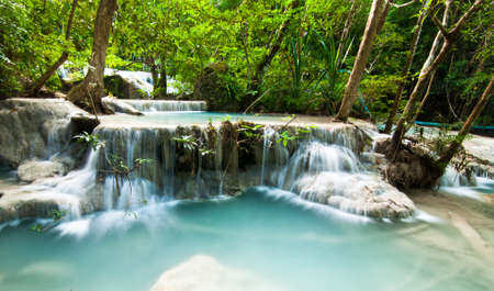 Erawan Waterfall, Thailandの写真素材