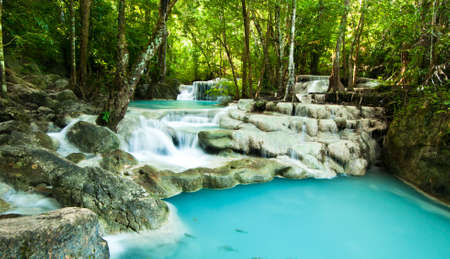 Erawan Waterfall, Thailandの写真素材