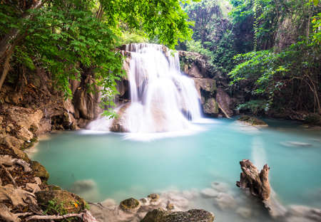 Huay Mae Kamin Waterfall at Kanchanaburi, Thailandの写真素材