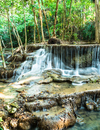 Waterfall in Jungle at Kanchanaburi Province, Thailandの写真素材