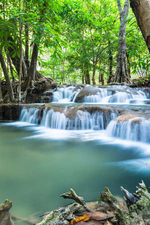 Huay Mae Khamin Waterfalls, Sri Nakarin National Park, Kanchanaburi province, Thailandの写真素材