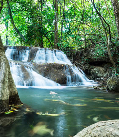 Huay Mae Khamin Waterfalls, Sri Nakarin National Park, Kanchanaburi province, Thailandの写真素材