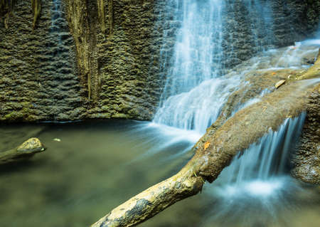 Waterfall close up on the rockの写真素材