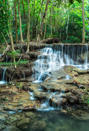 Huay Mae Khamin Waterfalls, Sri Nakarin National Park, Kanchanaburi province, Thailandの写真素材