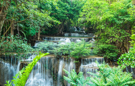 Huay Mae Khamin Waterfalls at Sri Nakarin National Park, Kanchanaburii, Thailandの写真素材