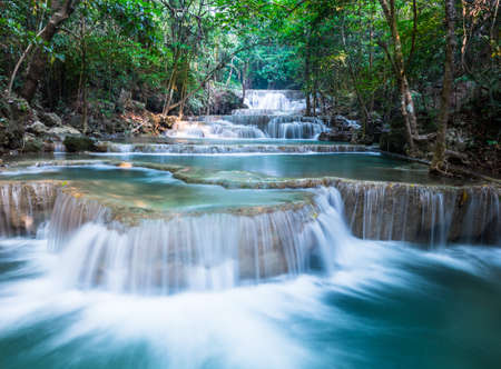 Beautiful Waterfall at Huay Mae Khaminの写真素材