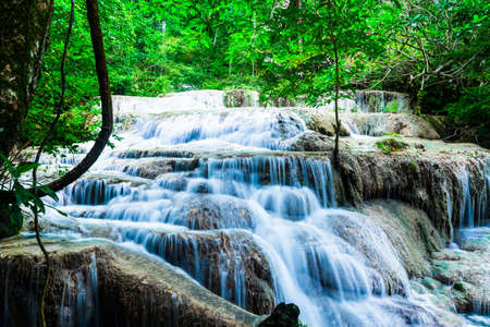 Waterfall in the Jungle at Kanchanaburi Province, Thailandの写真素材