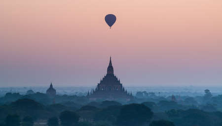 Scenic sunrise at bagan myanmarの写真素材